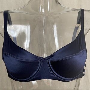 SOLD | Y2K Victoria’s Secret SILK Retro 34B SATIN Soft Cup DEMI BRA Blue Luxury